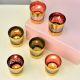 Multicolor Glass Votive Tea Light Holder in Set of 6